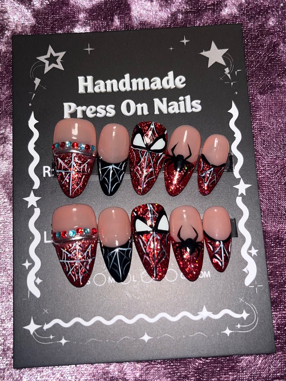 - Red Glitter Spider & Nude Set